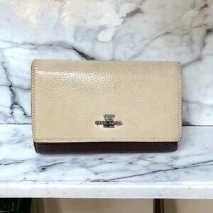 Daniel Amoda Beige/Brown Leather Tri-Fold Wallet with Multicolour Interior